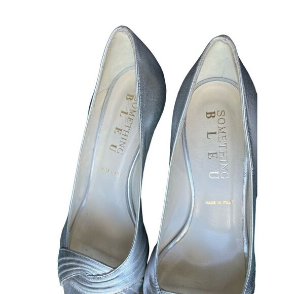 SOMETHING BLEU SILVER HEELS SIZE 7 - Picture 3 of 10